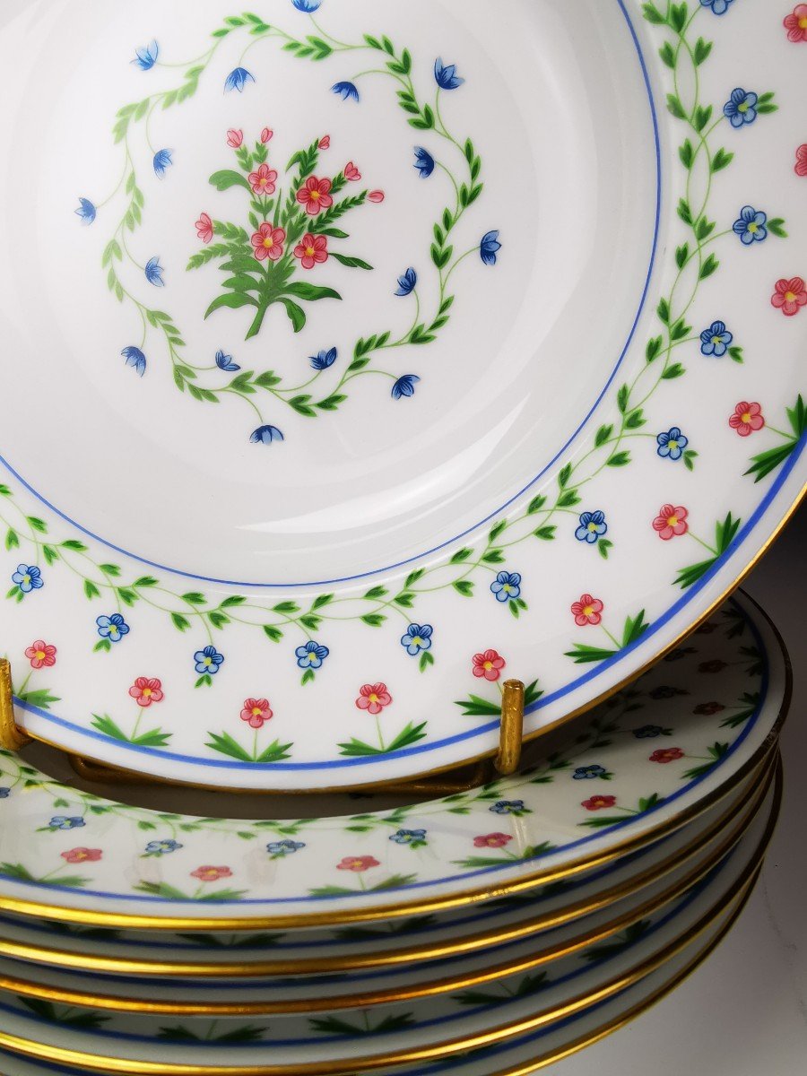 Limoges Céralene Sèvres "lafayette" - 6 Assiettes Creuses - ø 22,5 Cm (raynaud)-photo-3