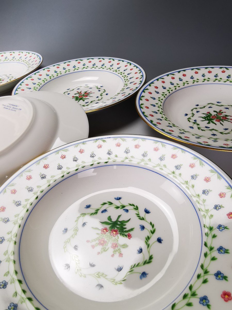 Limoges Céralene Sèvres "lafayette" - 6 Soup Plates - ø 22.5 Cm (raynaud)-photo-3