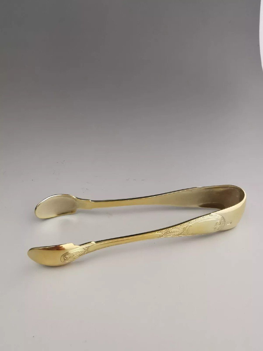 Christofle & Cardeilhac - 12 Mocha Spoons And 1 Brienne Sugar Tongs - Sterling Silver Vermeil-photo-8