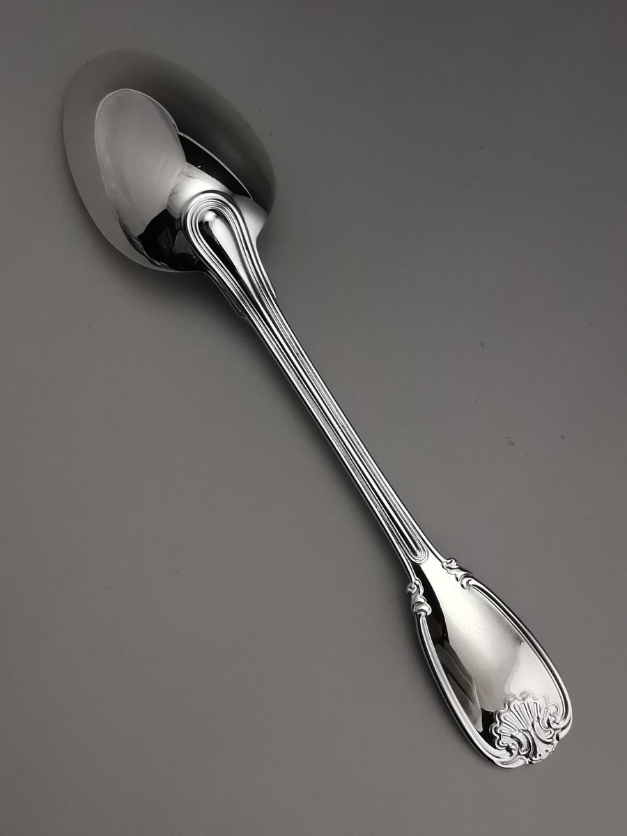 Christofle & Cardeilhac "seals" 4 Dessert Spoons - Minerva Silver-photo-2