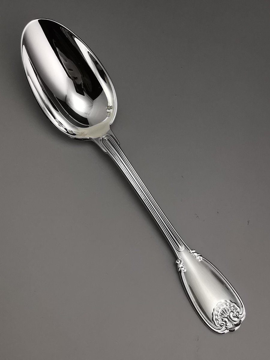 Christofle & Cardeilhac "seals" 4 Dessert Spoons - Minerva Silver