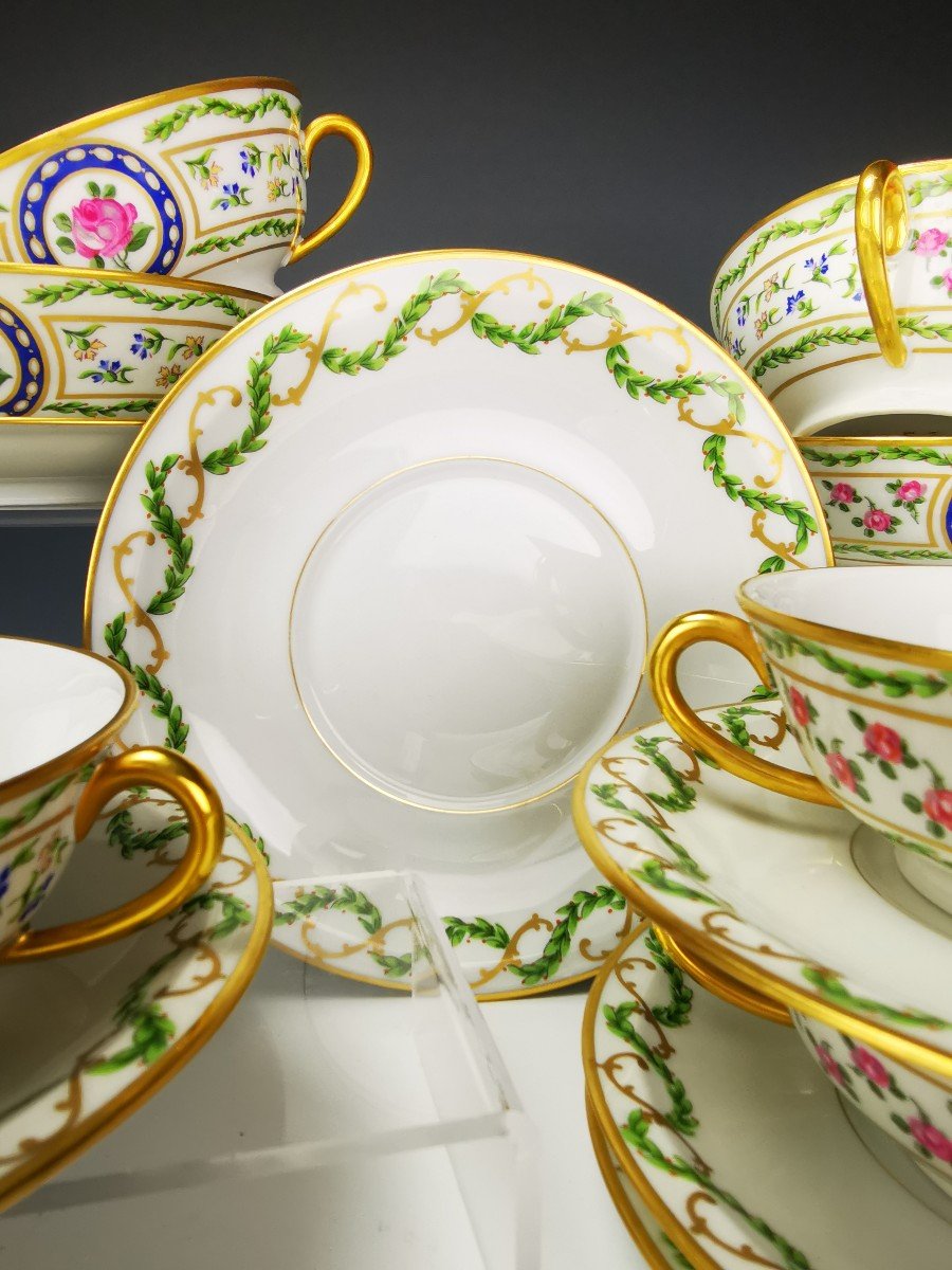 Haviland - Louveciennes - 7 Bouillon Bowls And Saucers-photo-4