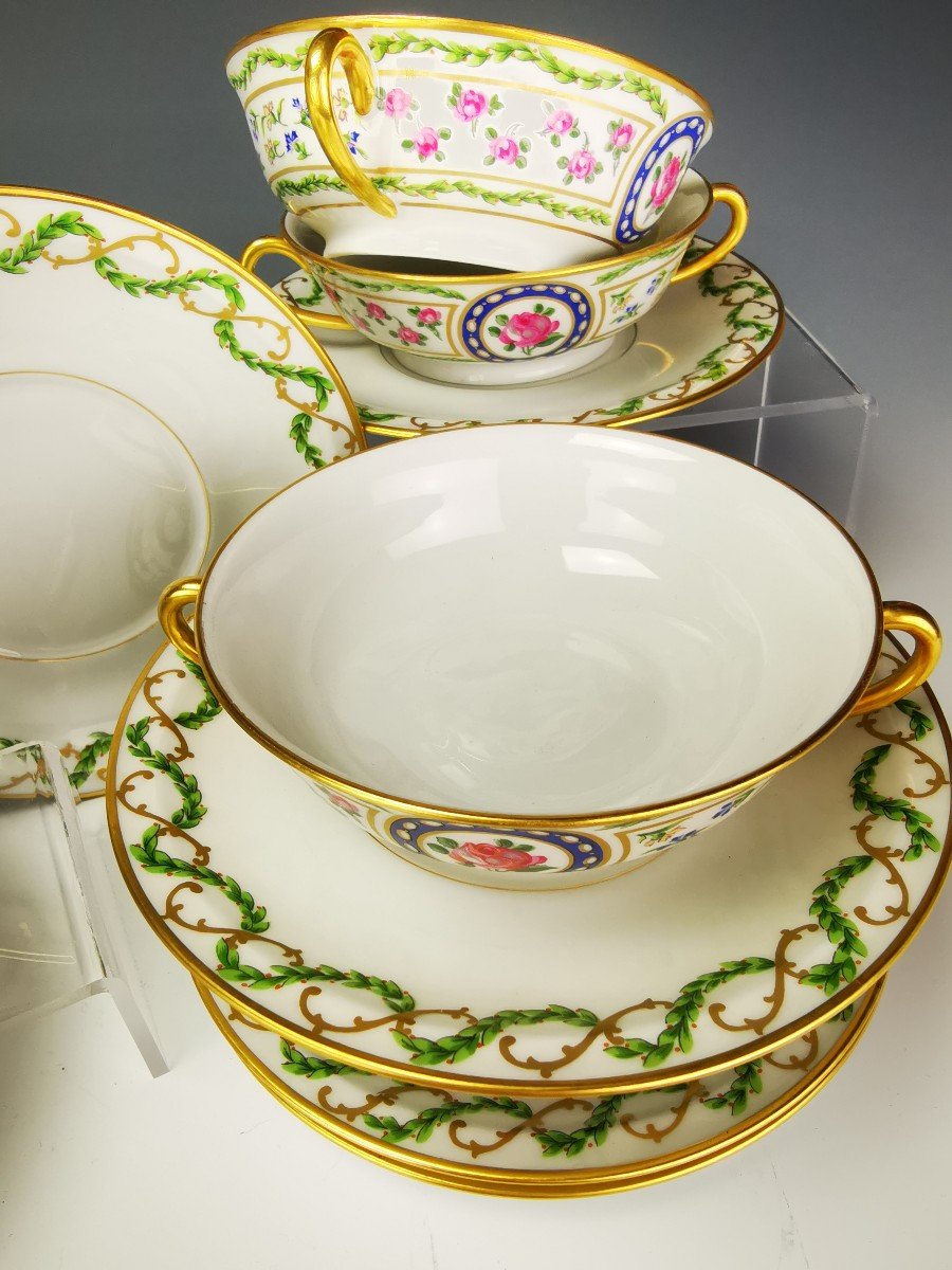 Haviland - Louveciennes - 7 Bouillon Bowls And Saucers-photo-1