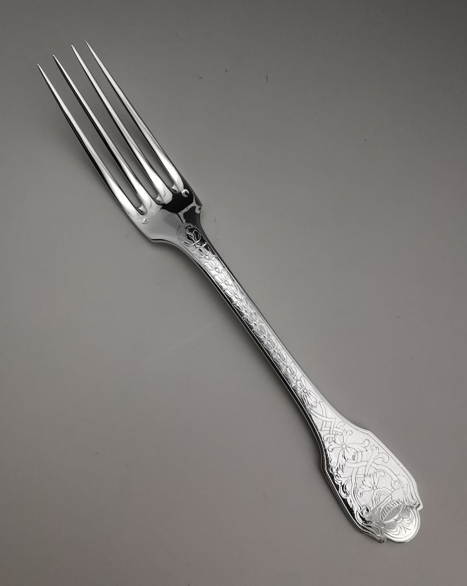 Puiforcat "soubise" - Table Fork - Minerva Silver (15 Available)