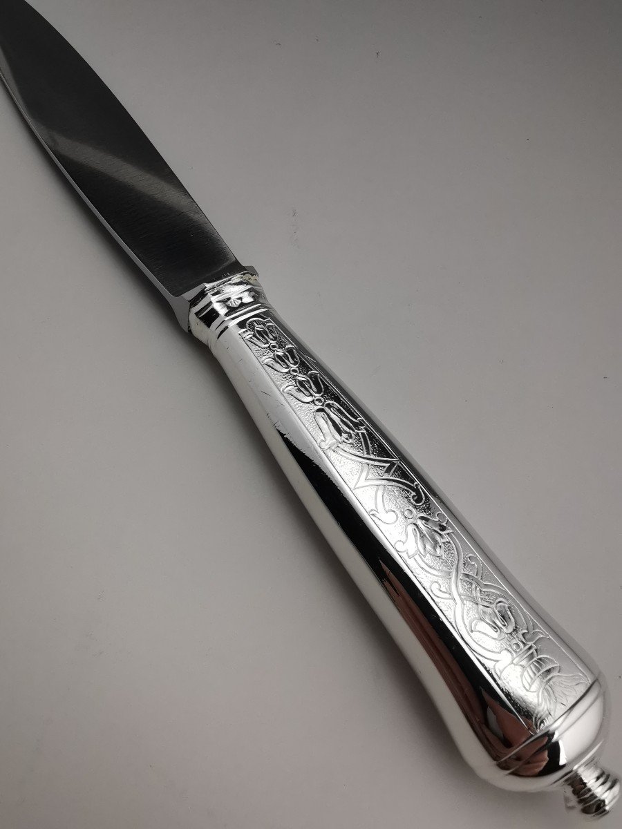 Puiforcat "soubise" - 6 Table Knives - Minerva Silver-photo-4