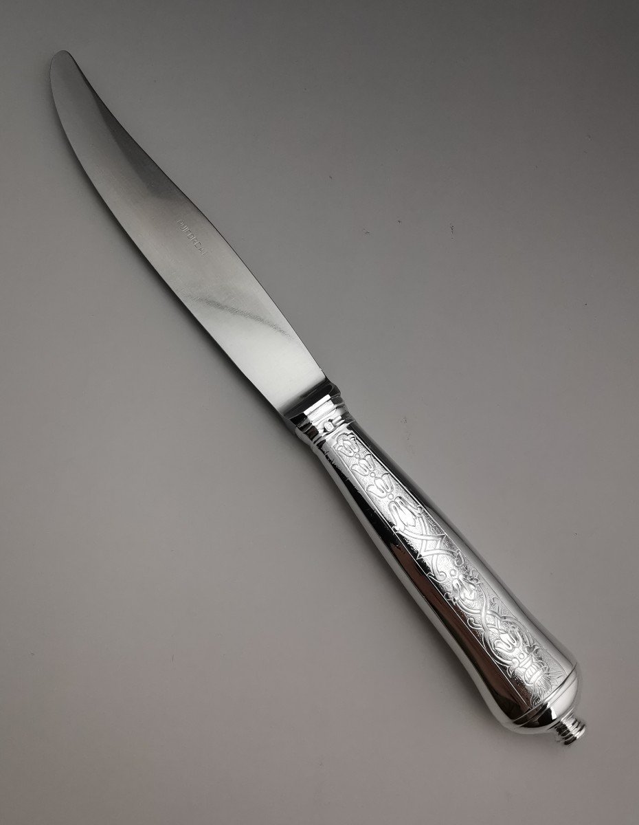 Puiforcat "soubise" - 6 Table Knives - Minerva Silver