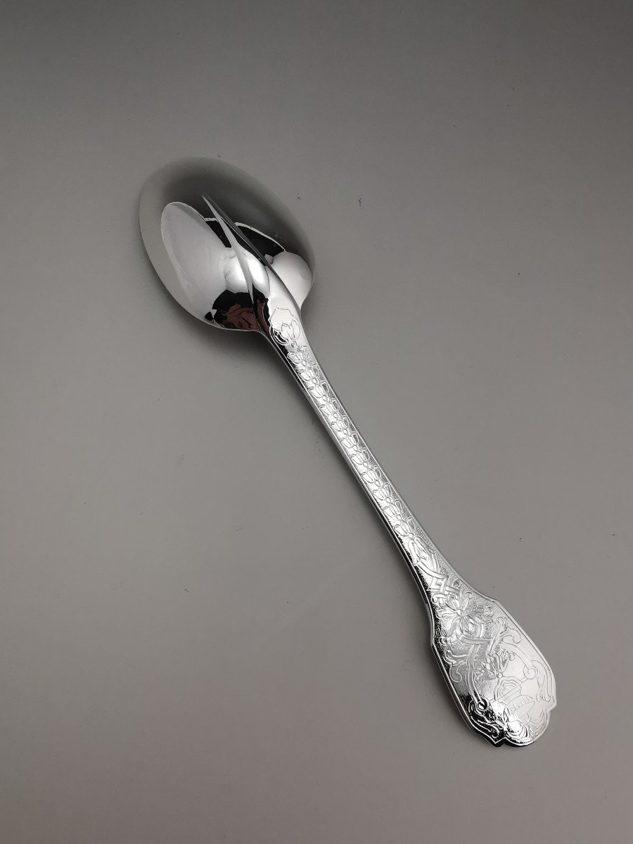 Puiforcat "soubise" - 6 Table Spoons - Minerva Silver-photo-3