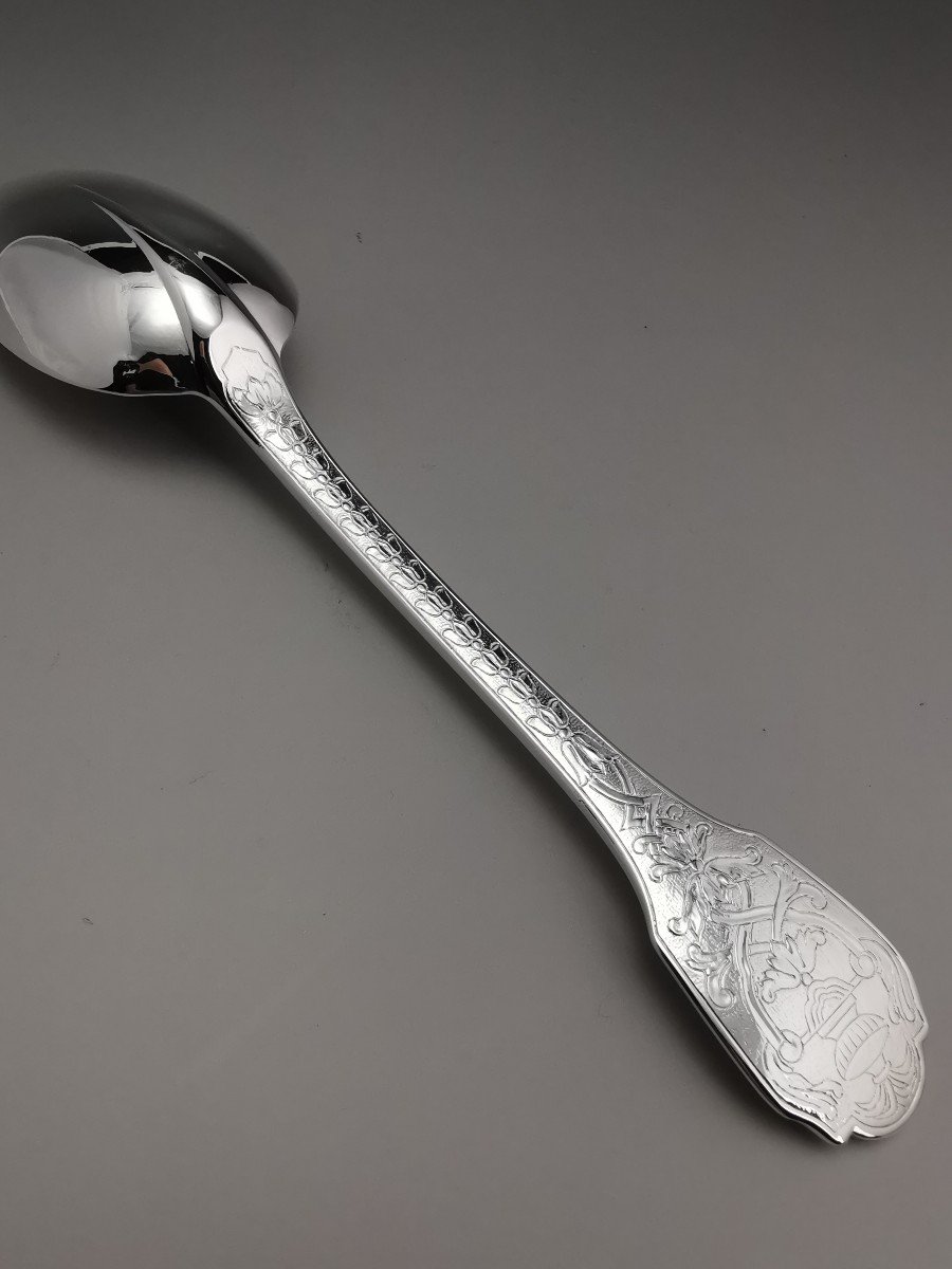 Puiforcat "soubise" - 6 Table Spoons - Minerva Silver-photo-4