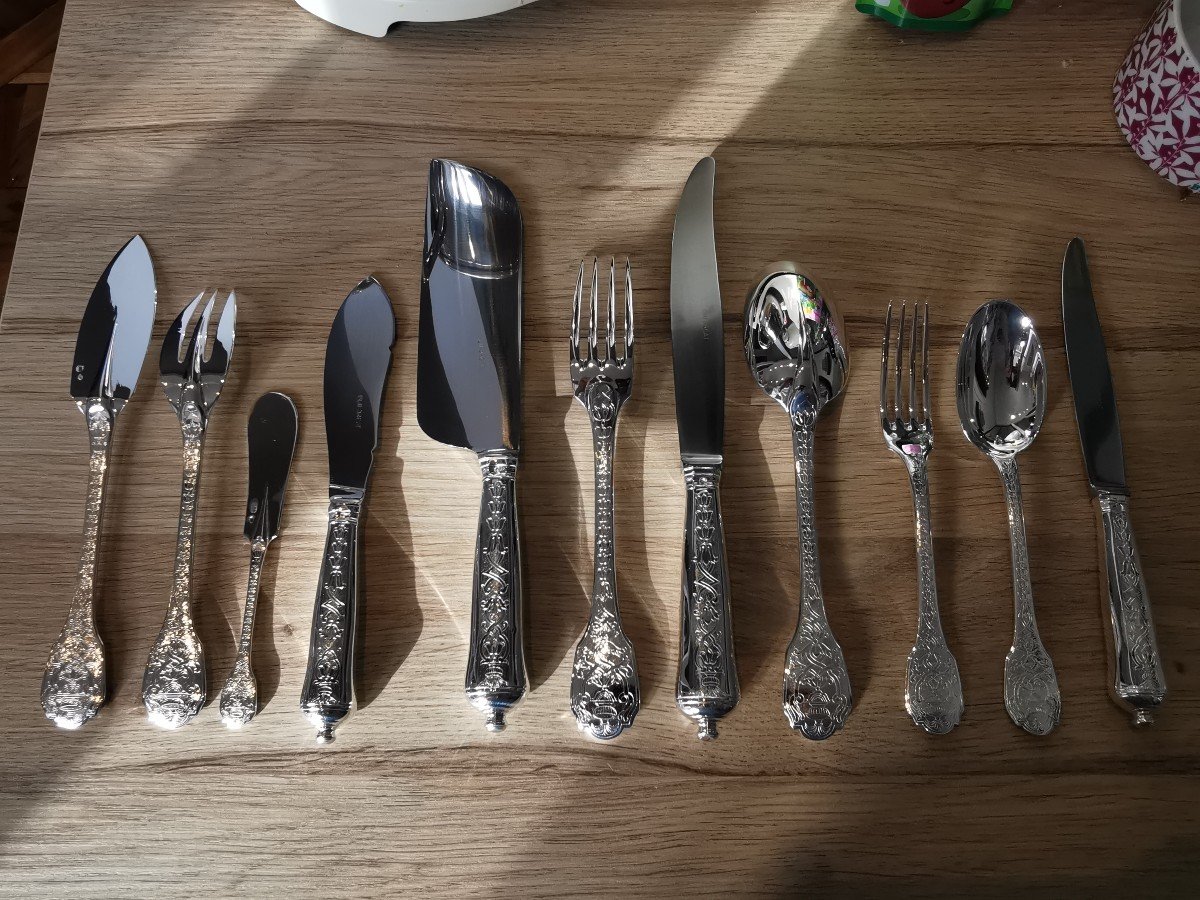 Puiforcat "soubise" - 6 Table Spoons - Minerva Silver-photo-2