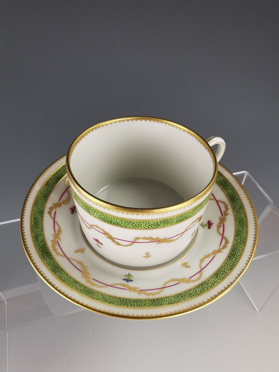 Haviland - "vieux Paris Vert" - 4 Teacups & Saucers -photo-2