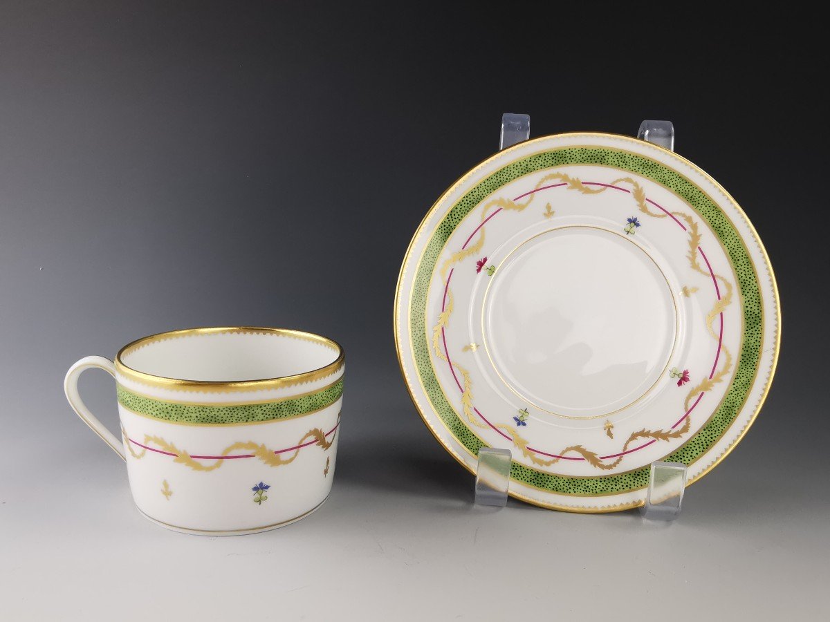 Haviland - "vieux Paris Vert" - 4 Teacups & Saucers -photo-3