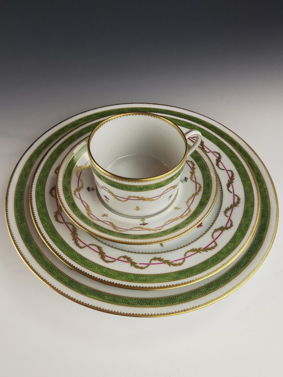 Haviland - "vieux Paris Vert" - 4 Teacups & Saucers -photo-1