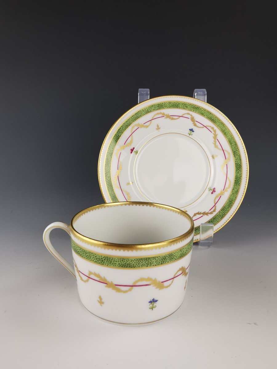 Haviland - "vieux Paris Vert" - 4 Teacups & Saucers -photo-3