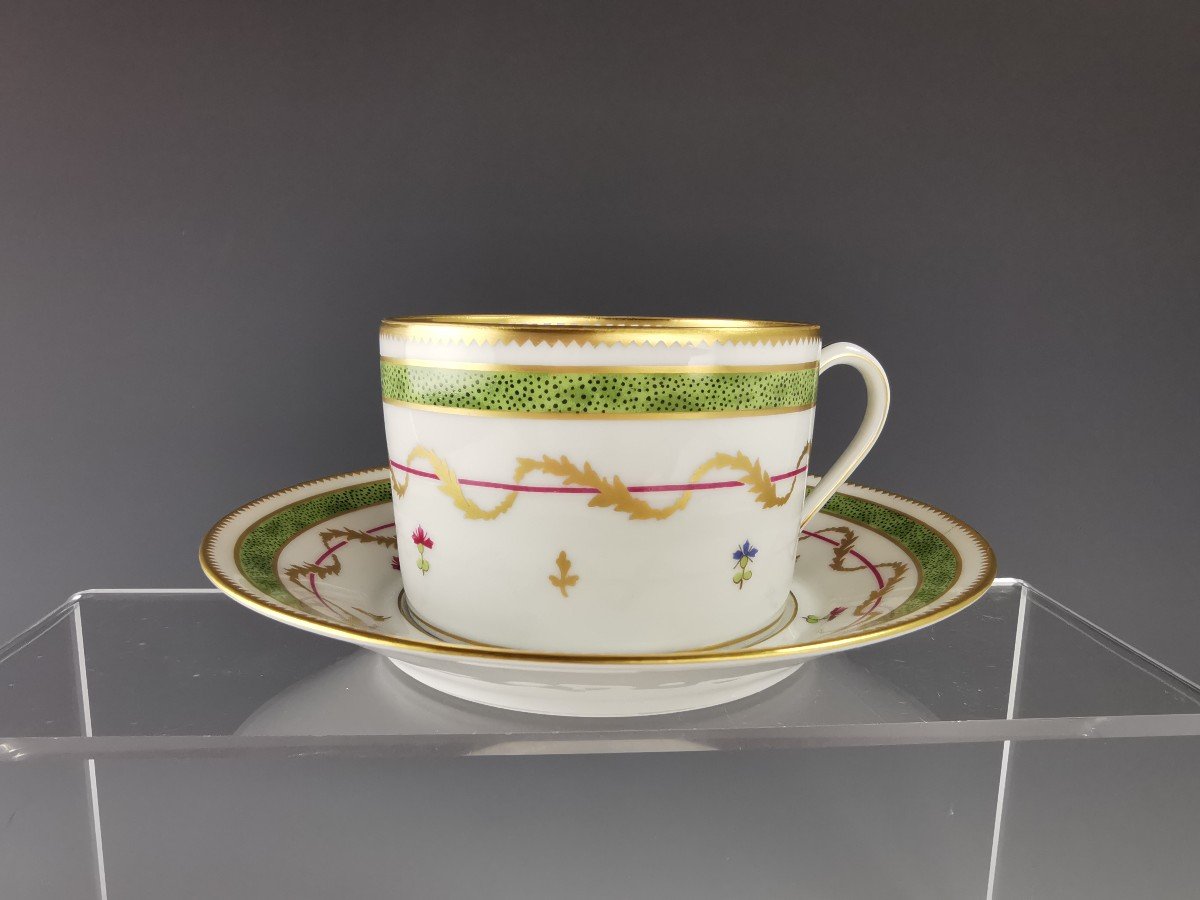 Haviland - "vieux Paris Vert" - 4 Teacups & Saucers 