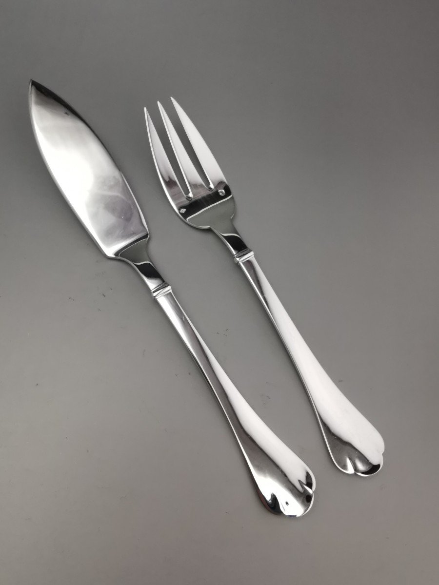 Puiforcat - "richelieu" - Fish Service For 12 People (24 Pcs) - Minerva Silver-photo-2