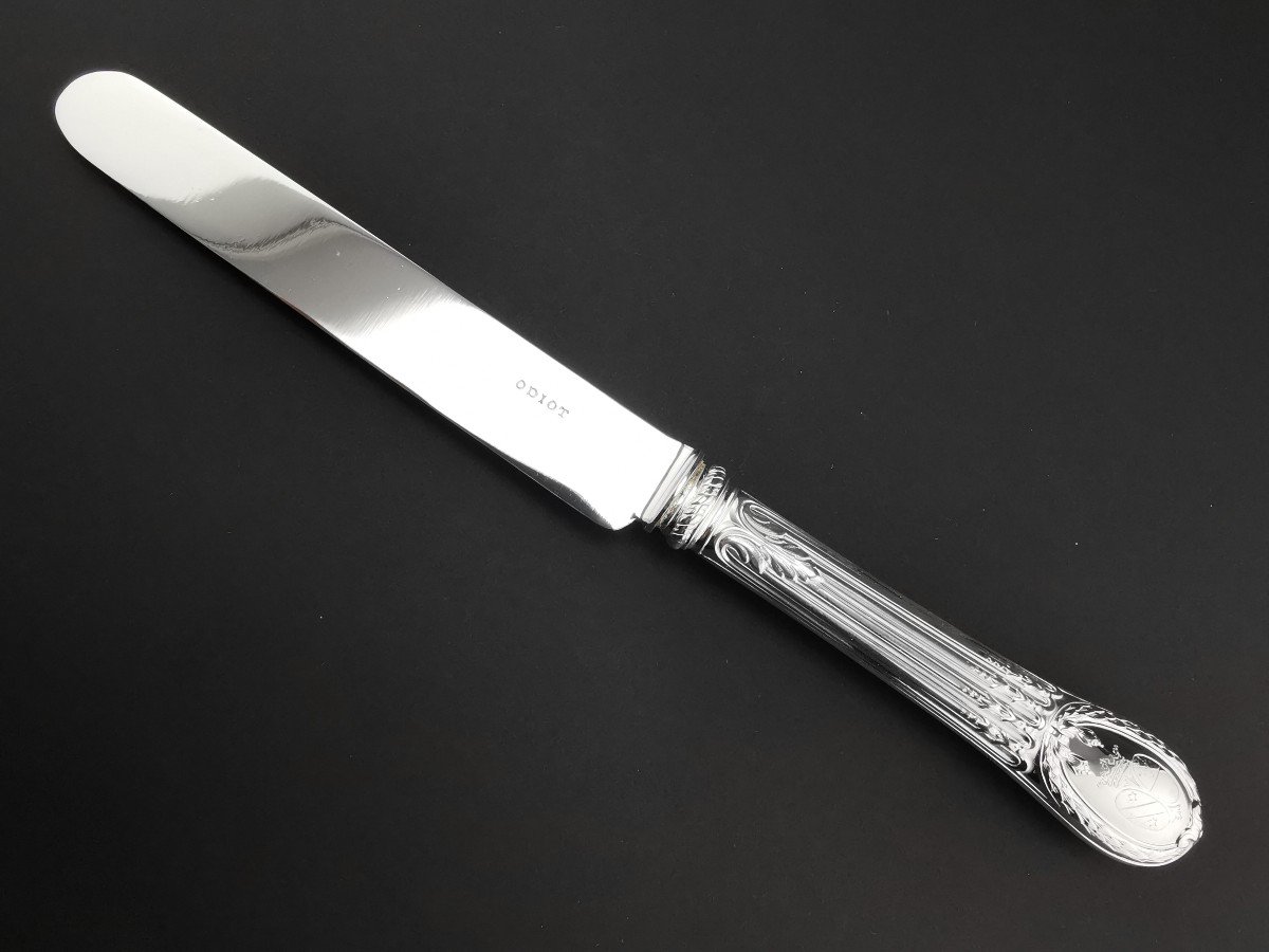 Odiot "louveciennes" - Dessert Knife 22 Cm - Vassal Coat Of Arms (3 Available)-photo-2