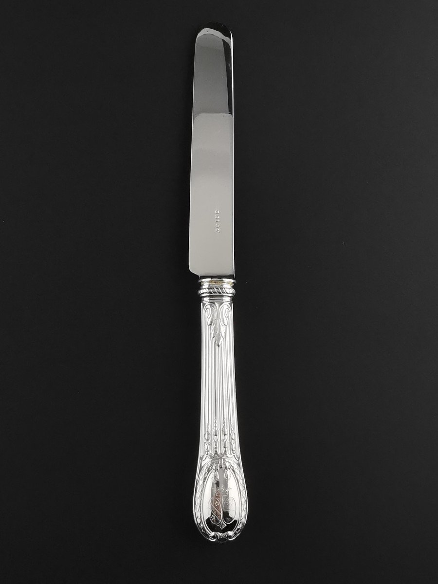 Odiot "louveciennes" - Dessert Knife 22 Cm - Vassal Coat Of Arms (3 Available)