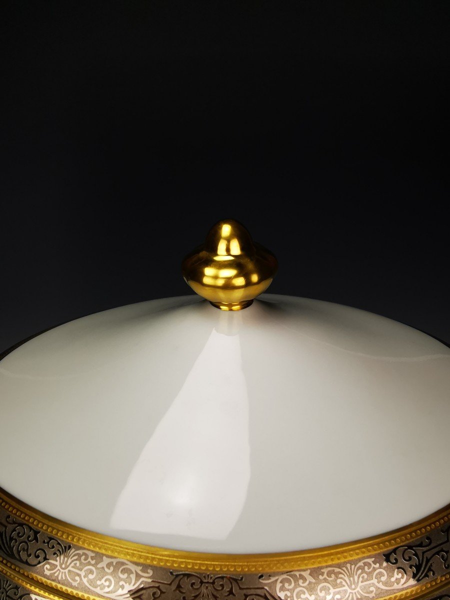 Bernardaud "vulcain" - 1 Soup Tureen On Frame - Gold And Platinum Inlay-photo-4