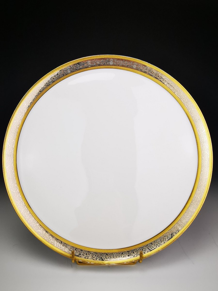 Bernardaud "Vulcain" - 1 Plat à Tarte - Incrustation Or Et Platine