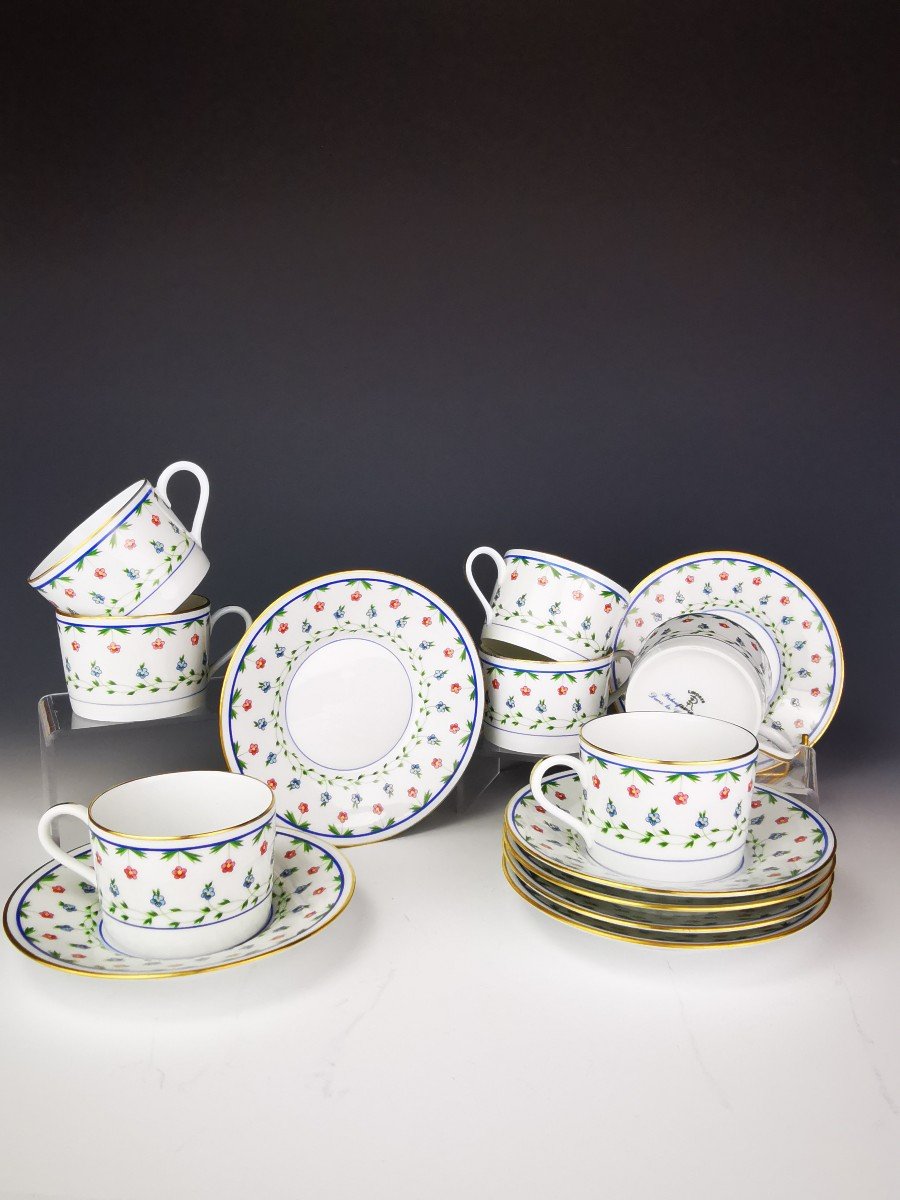 Limoges Céralene Sèvres "Lafayette" - 7 Tasses à Thé - (Raynaud)