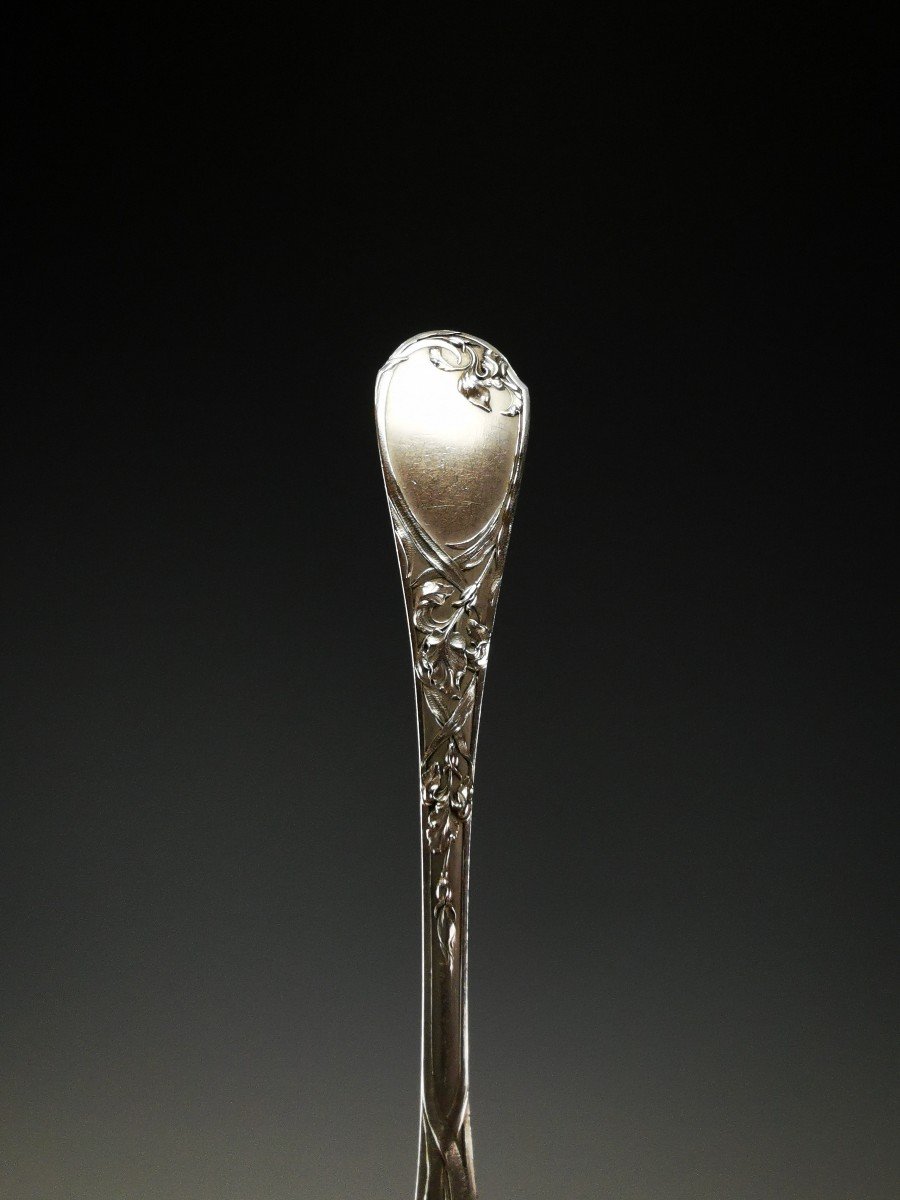 Puiforcat "iris" - 1 Serving Spoon Sterling Silver Vermeil -photo-3