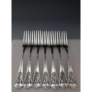 Puiforcat - "fer De Lance" - 6 Table Forks (12 Pcs Available) - Sterling Silver