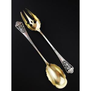 Puiforcat - "fer De Lance" - 2 Vermeil Serving Cutlery - Silver