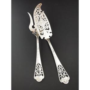 Puiforcat - "fer De Lance" - 2 Fish Serving Cutlery - Silver