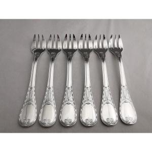 Christofle Et Cardeilhac - 6 Oyster Forks Brienne Model - Sterling Silver