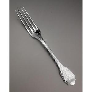 Puiforcat "soubise" - 6 Table Forks - Minerva Silver (15 Available)