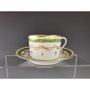 Haviland - "Vieux Paris Vert" - 4 Tasses à Thé & Soucoupes 