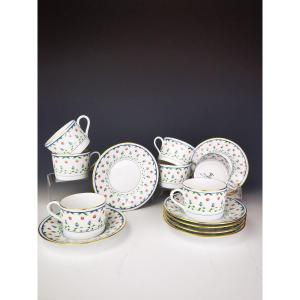 Limoges Céralene Sèvres "Lafayette" - 7 Tasses à Thé - (Raynaud)