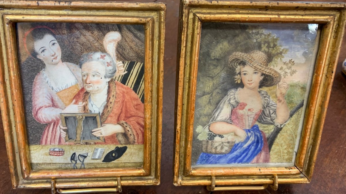 2 18th Century Watercolors In Their Period Frames