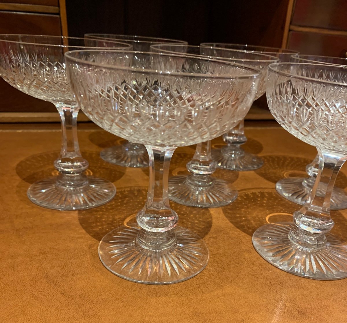 7 Baccarat Champagne Glasses, Ocean Model -photo-3