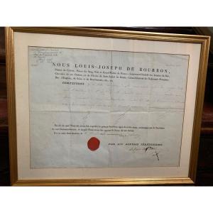 Certificat De L’ordre De Saint Louis , Signé Du Prince De Condé