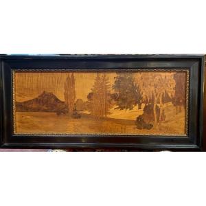 Large Marquetry Landscape, Lake Bourget? 