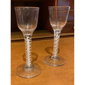 2 18th Century Twist Glasses 