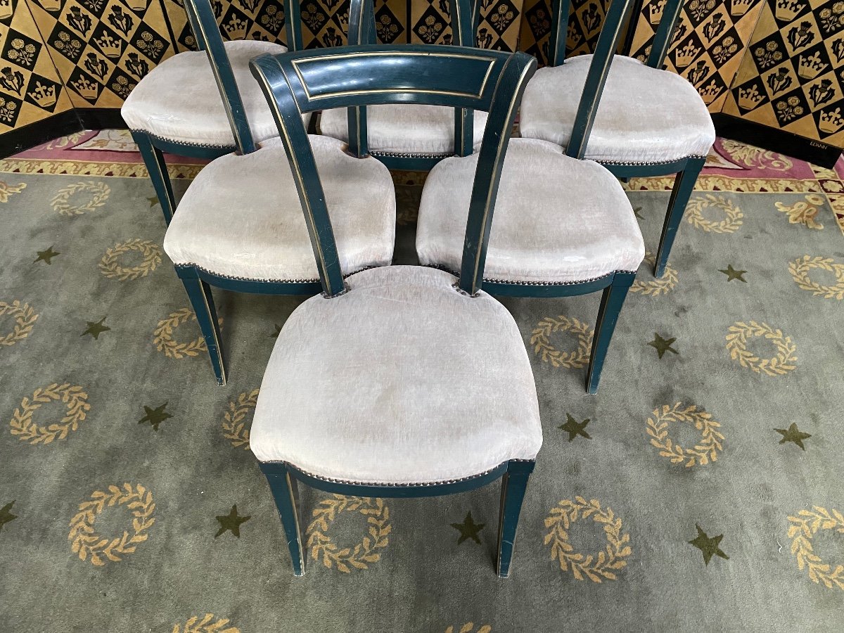 Suite Of 6 Louis XVI Style Chairs By "maurice Hirch"-photo-2