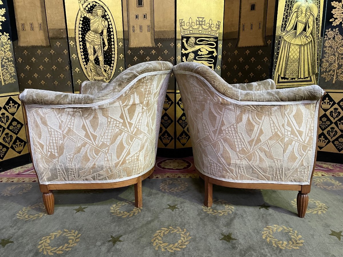 Pair Bergere Armchairs Art Deco Period-photo-4
