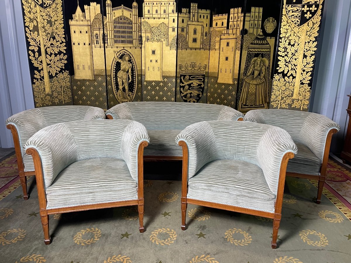 Art Deco Living Room / Sofa And 4 Armchairs-photo-2