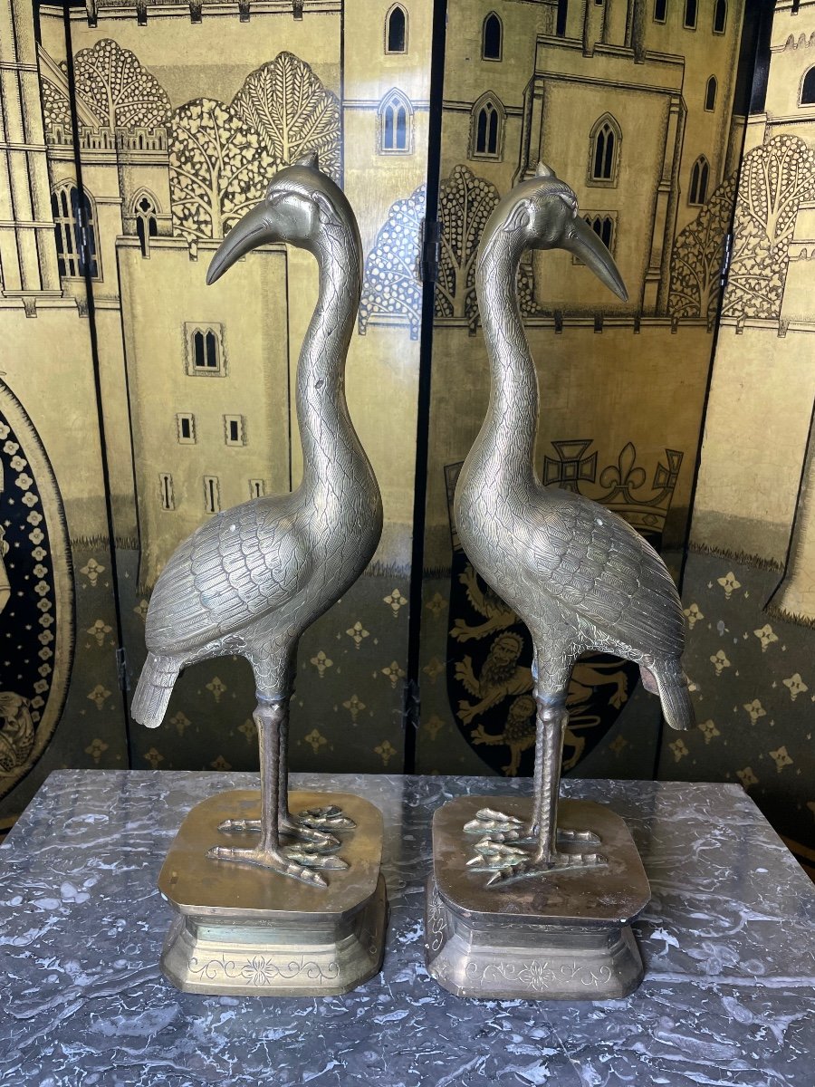 Pair Of Herons Bronze Cranes-photo-1