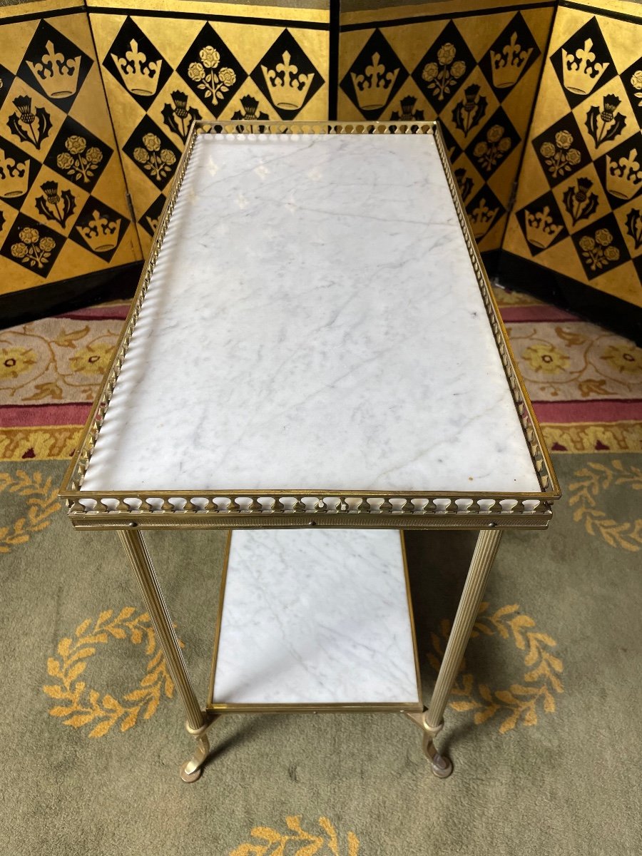 Side Table - Louis XVI Brass And Marble Trolley-photo-2