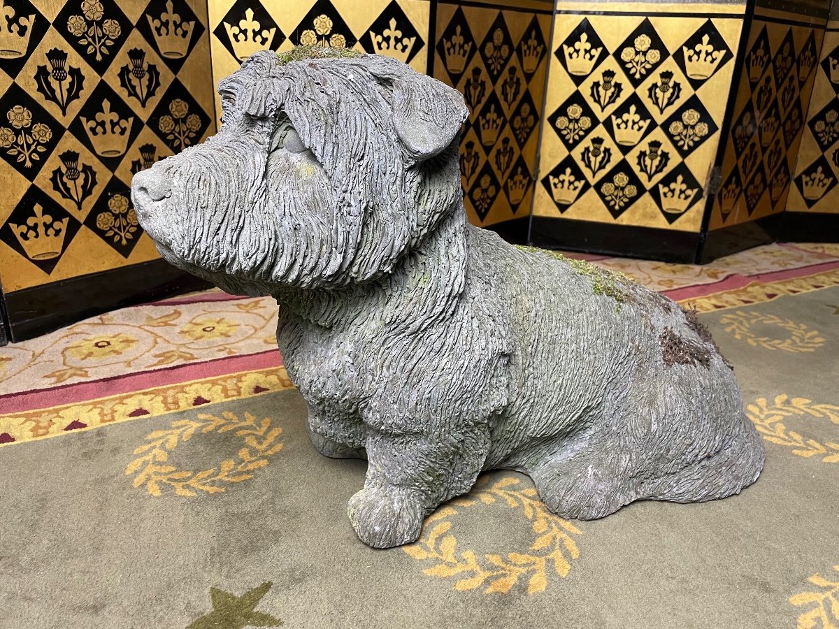 Signed Reconstituted Stone Dog