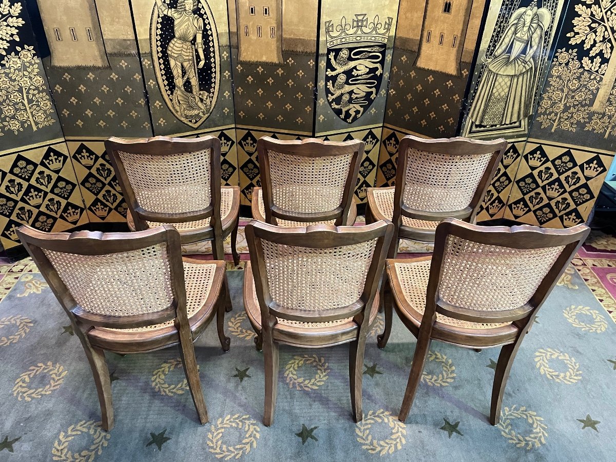 Suite Of 6 Louis XV Style Cane Chairs-photo-4