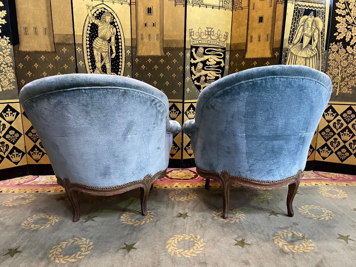 Paire De Fauteuils Crapaud D’époque Louis XV-photo-1