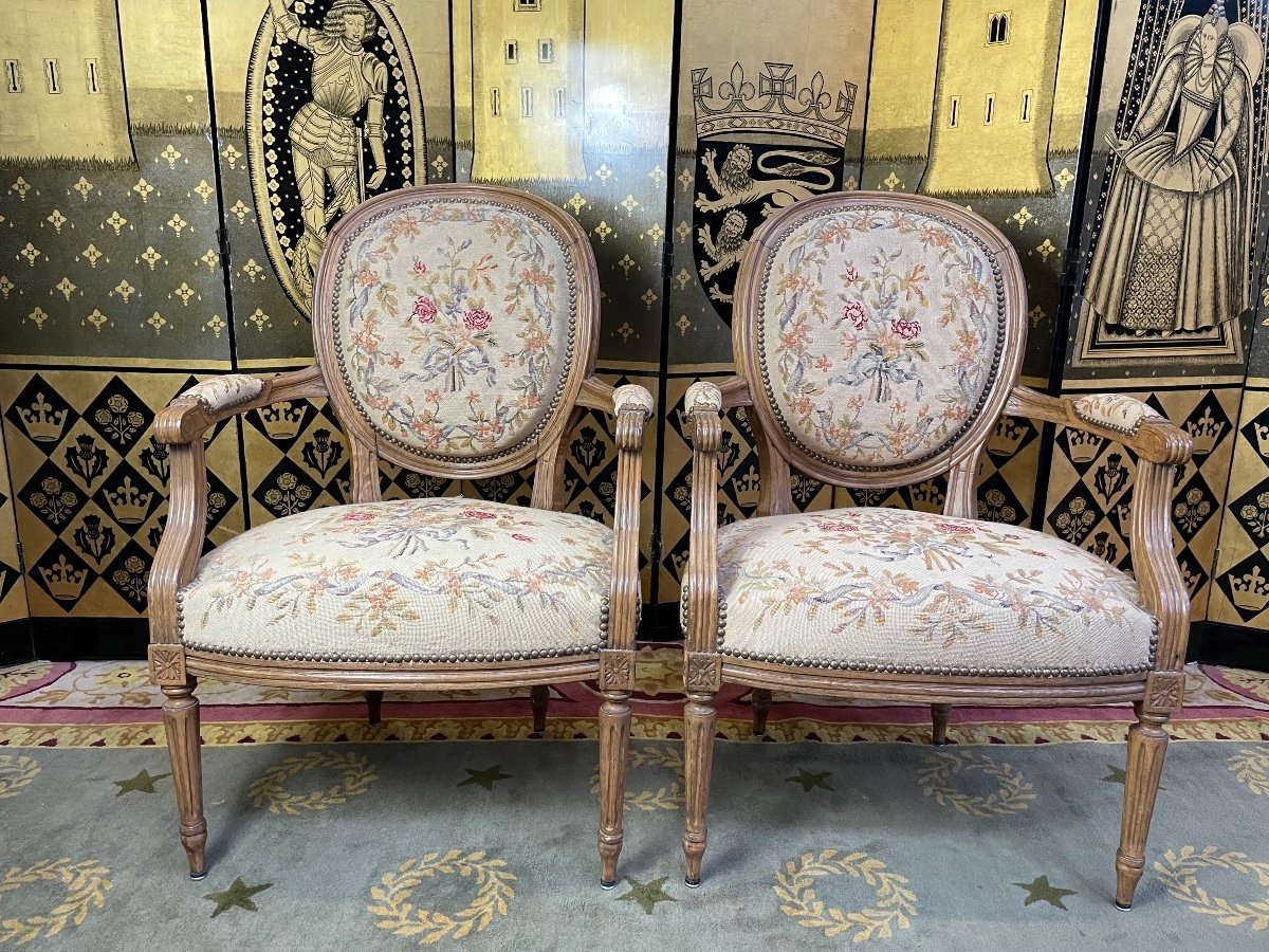 Pair Of Louis XVI Cabriolet Armchairs