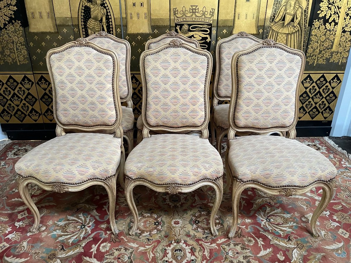 Suite De 6 Chaises De Style Louis XV Jean Mocque -photo-2