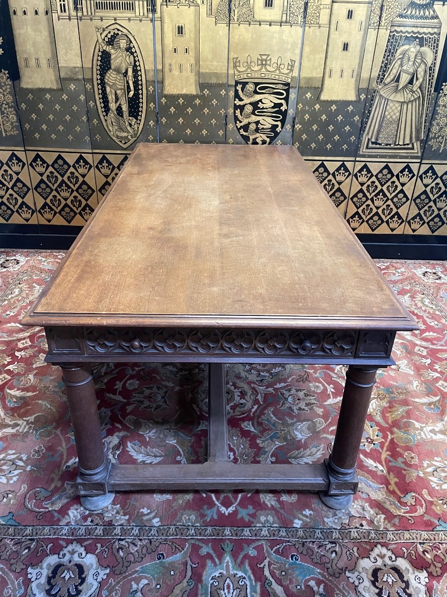 Louis XIII Gothic Style Dining Table In Walnut-photo-2