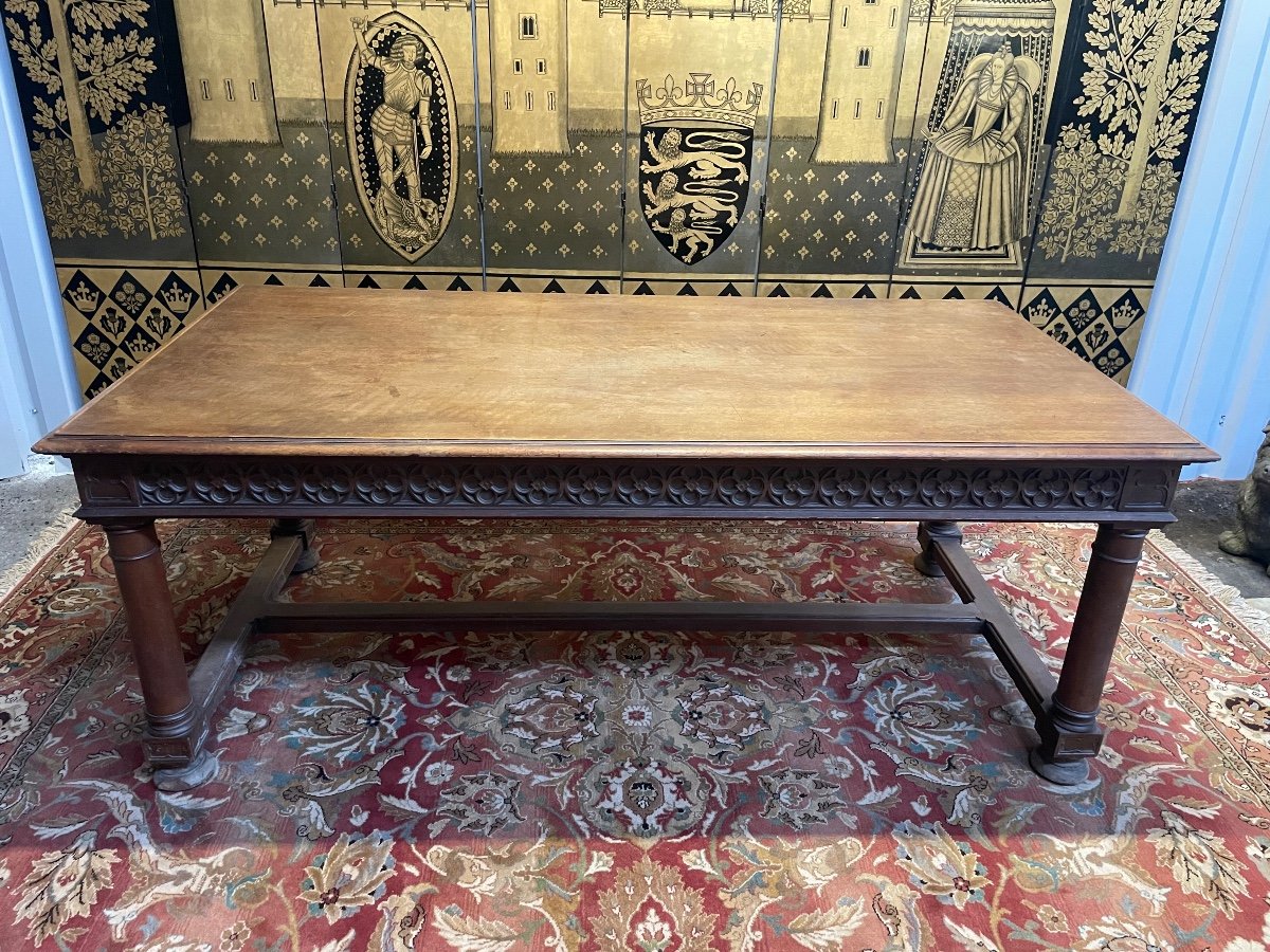 Louis XIII Gothic Style Dining Table In Walnut