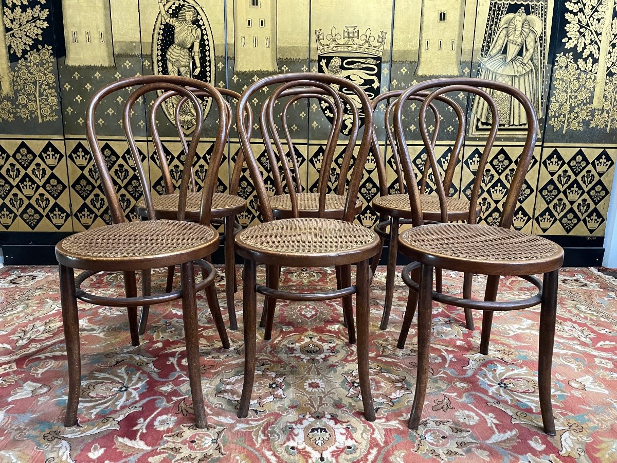 Suite De 6 Chaises De Bistrot Kohn Pas Thonet N18 